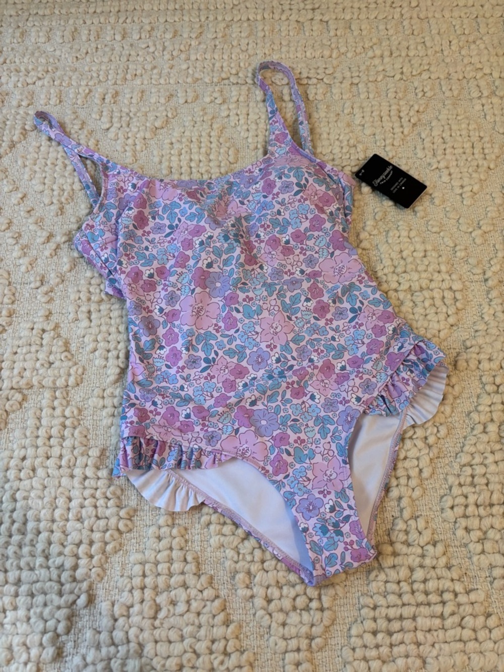 BNWT Honeysuckle Swim Lavender & Teal Floral Ruffle One-Piece Swimsuit